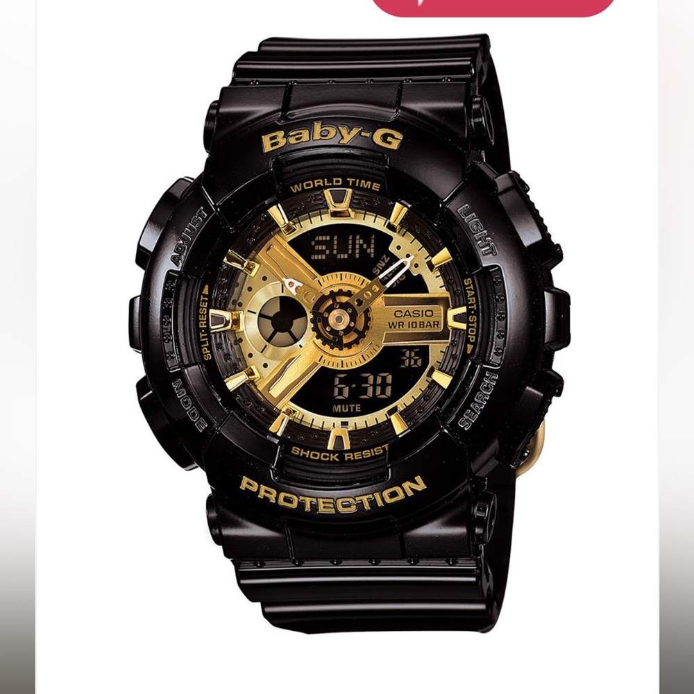 Baby G black and gold watch